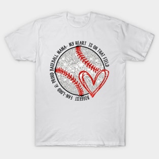 Glitter Baseball Mom, Sports Mom, Baseball Mama T-Shirt